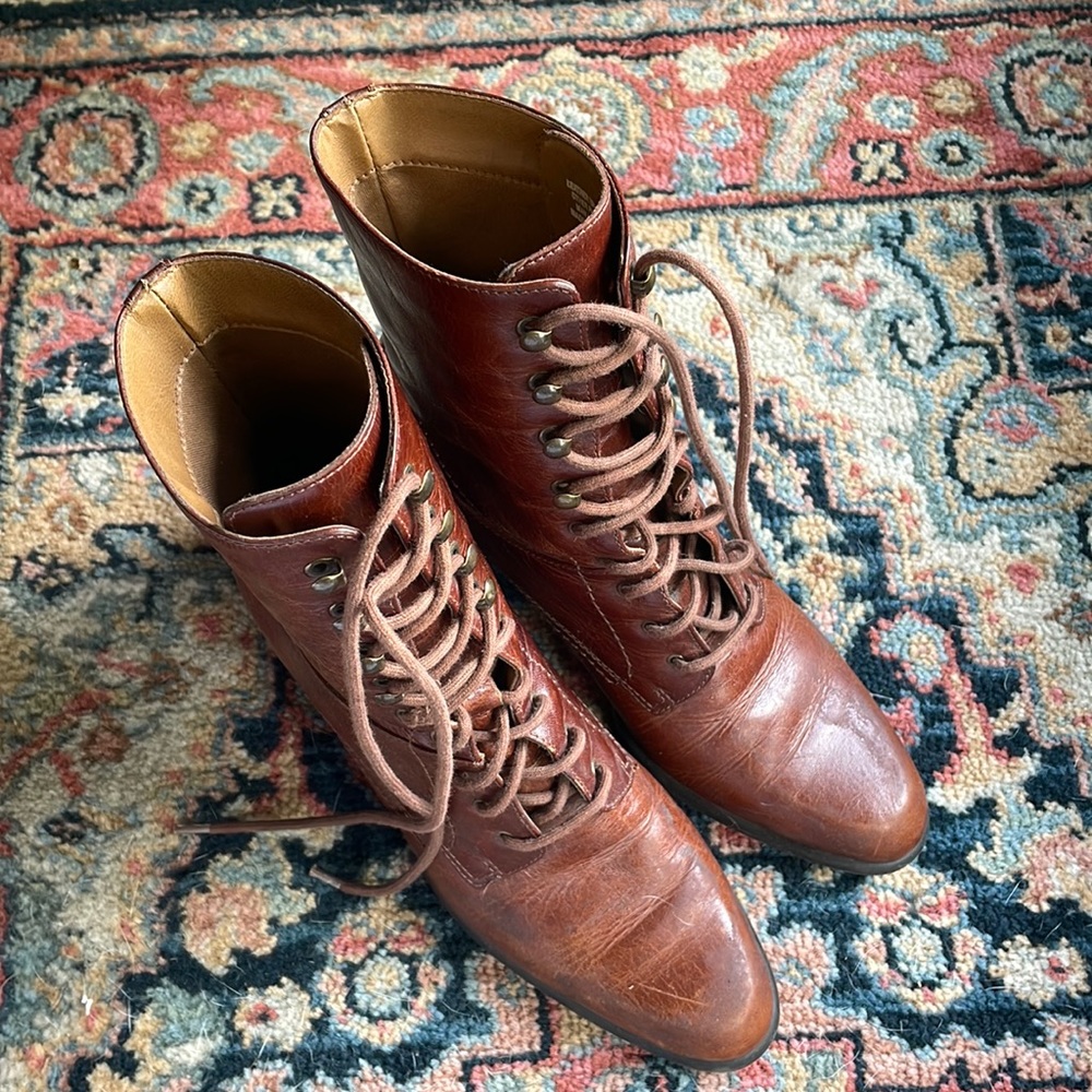 Vintage leather lace up boots